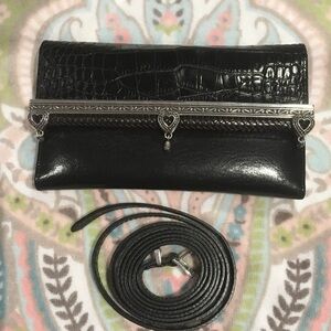 Brighton Black leather wallet with Silver Heart Details